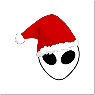 Extraterrestrial Christmas, Santa Alien, alien face, space, Sci Fi, UFO, Outer Space Posters and Art